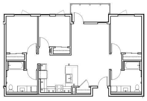 Floor plan for 3 beds, 2 baths, 1126 sqft